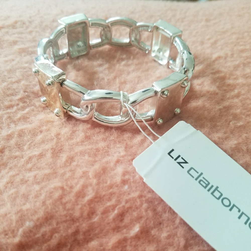 New Liz Claiborne Metal Chain Stretchy Bracelet